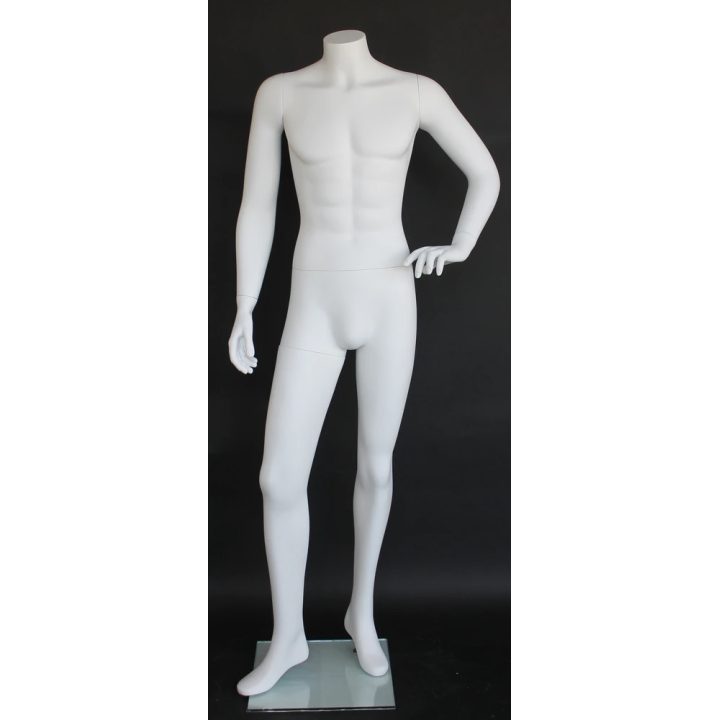 STM004-WT - White Headless Male Mannequin with left hand on hip