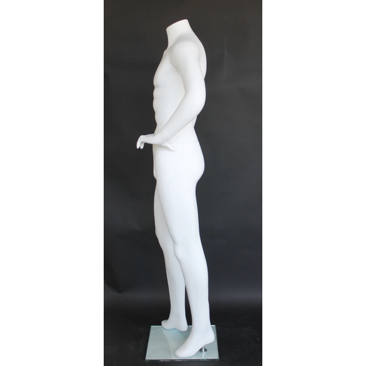 STM004-WT - White Headless Male Mannequin with left hand on hip