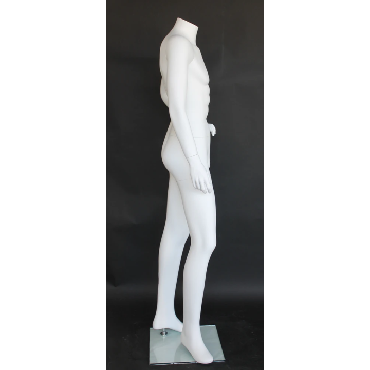STM004-WT - White Headless Male Mannequin with left hand on hip