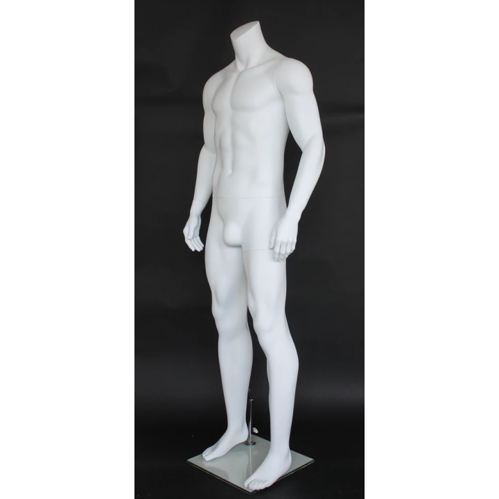 STM052-WT - 5 ft 11 in Muscular Headless Full Body Male Mannequin Matte white