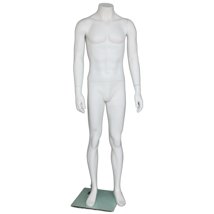 STM072-WT - Small Size Full Body Headless Male Mannequin Matte white