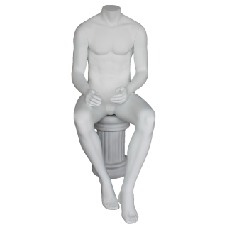 STM050-WT - 4 ft 7 in Headless Sitting Male Mannequin Matte white