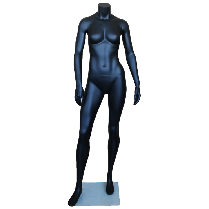 STB-2FH-MB - 5 ft 5 in Matte Black Athletic Headless Female Mannequin
