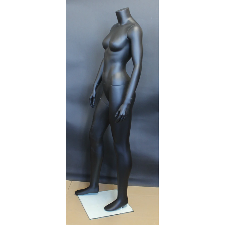 STB-2FH-MB - 5 ft 5 in Matte Black Athletic Headless Female Mannequin