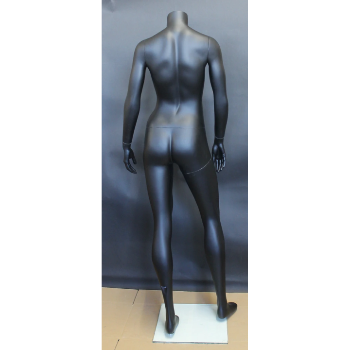 STB-2FH-MB - 5 ft 5 in Matte Black Athletic Headless Female Mannequin
