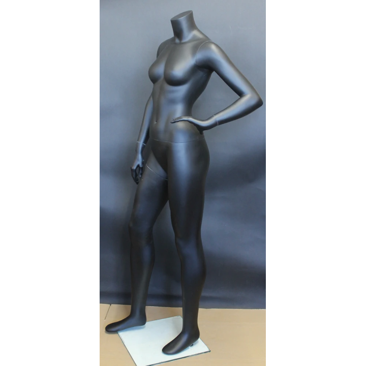 5 ft 5 in Matte Black Athletic Headless Full Body Female Mannequin STB-3FH-MB