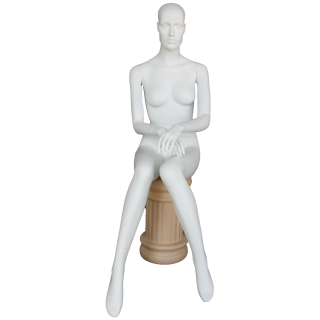 Female Sitting Mannequin with Featured Face in Matte white  SFW42-WT