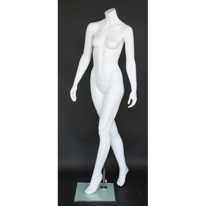 STW113-WT - Walking Pose Headless Full Body Female Mannequin White