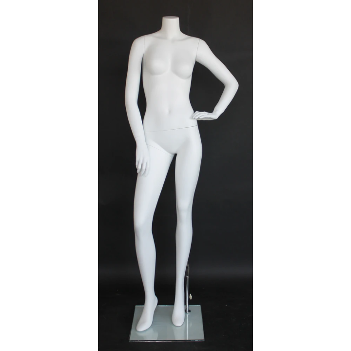 STW118-WT - Matte White Headless Female Mannequin Left Hand On Hip