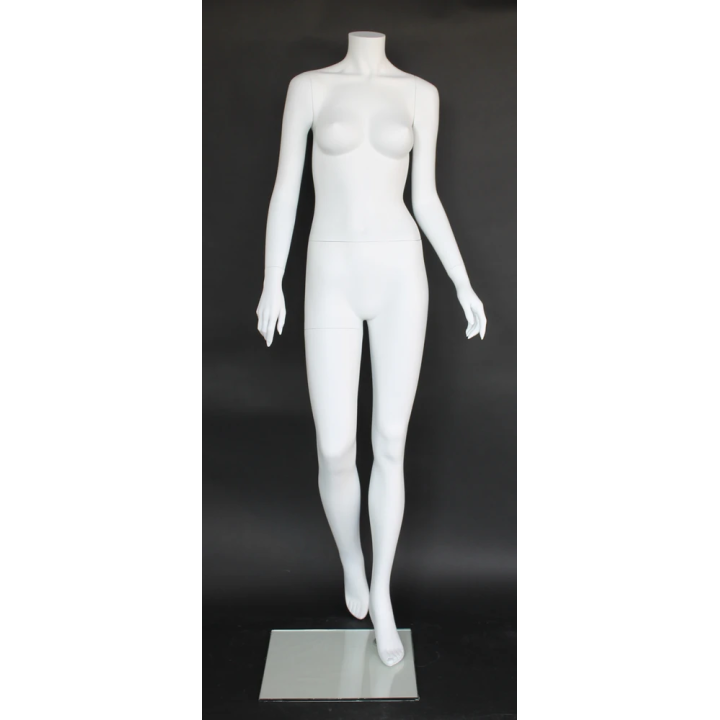 STW125-WT - Matte White Headless Female Mannequin in Walk pose